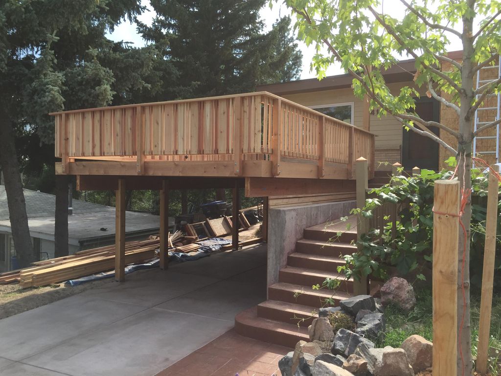 Redwood Deck with Cedar wrap. featuring Redwood & 