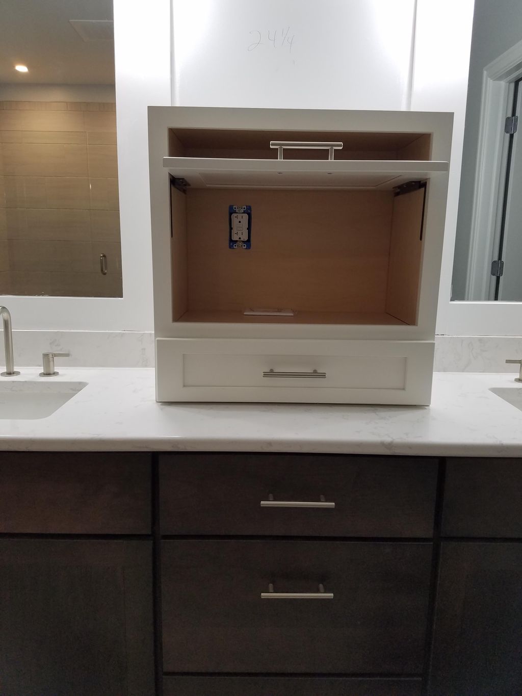 outlet installation in countertop cabinet