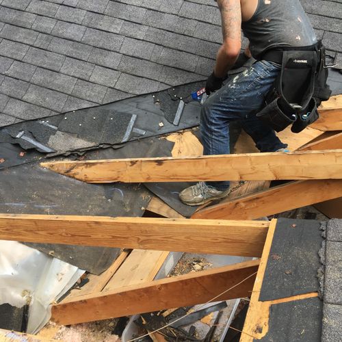 roof repair in a valley.