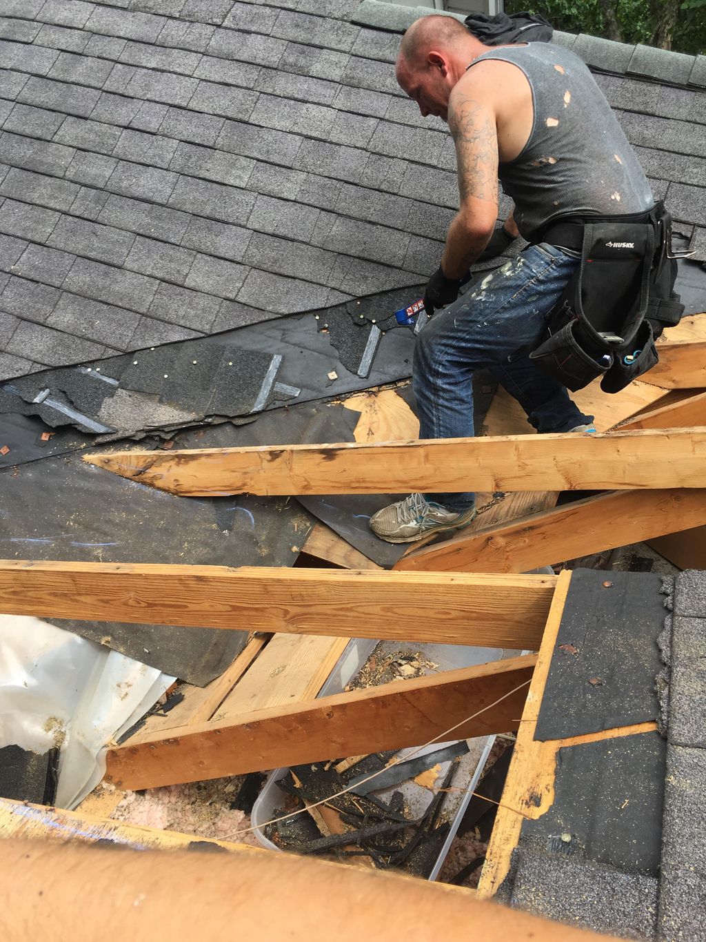 roof repair in a valley.