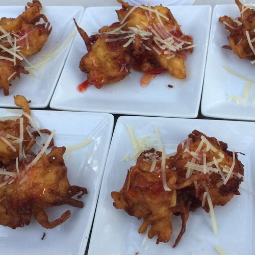 Pumpkin fritters with a sweet Thai chili sauce and