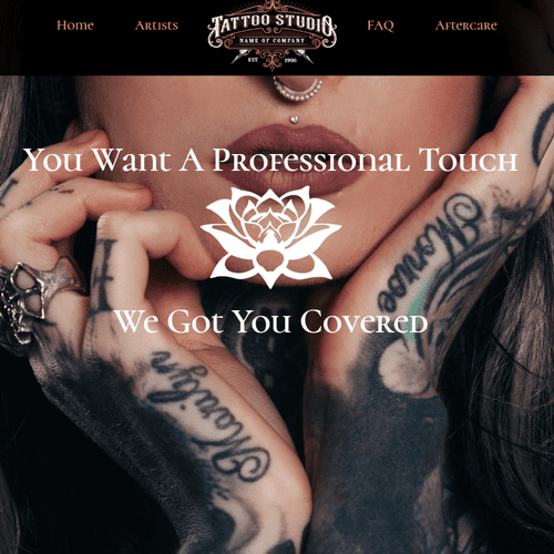 Tattoo shop demo site home page