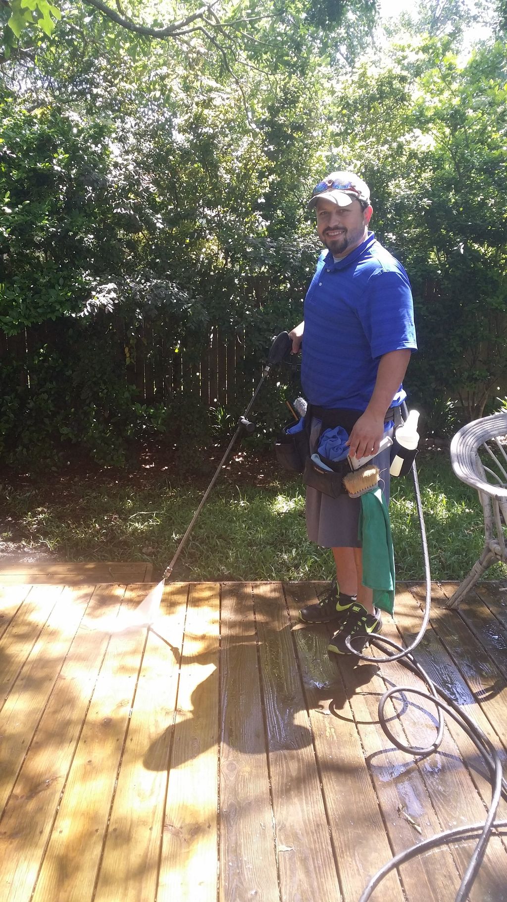 Nick Power washing a deck!