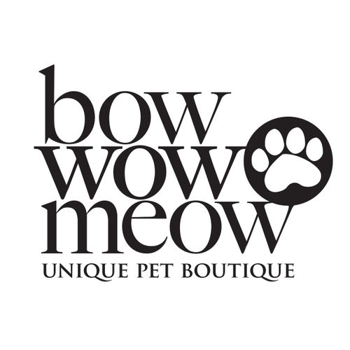 logo design for bow wow meow pet boutique. also de