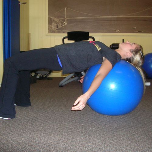 Starting position off of a physio ball.