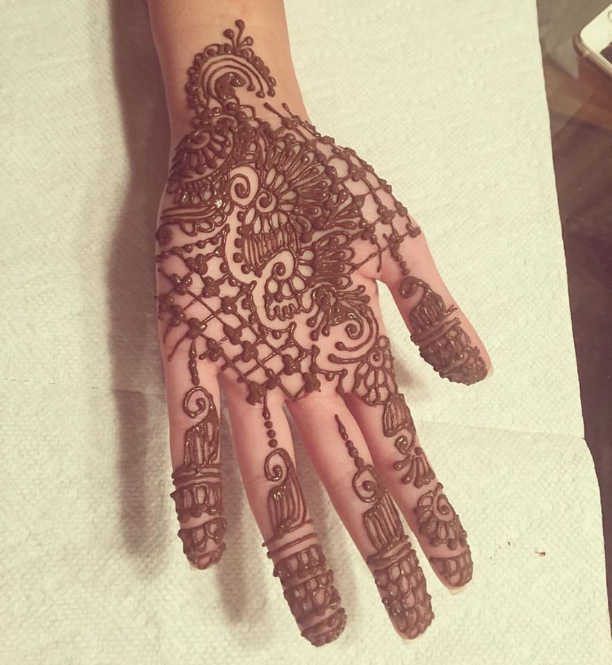 Henna tattoo for Karva Chauth an Indian holiday