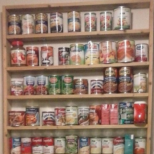 Small kitchen? We can build pantry shelves, either