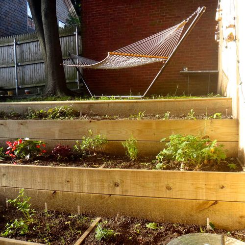 Change your sloped backyard into terraced flowerbe