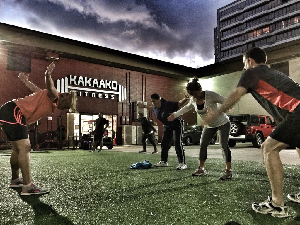 Warming up for a workout on a beautiful night. 