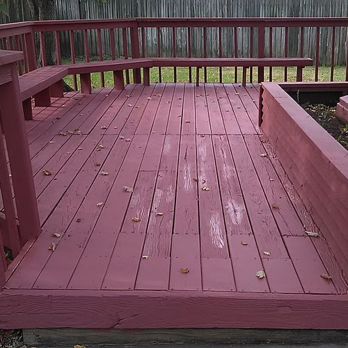 After priming, entire deck was rolled and brushed 