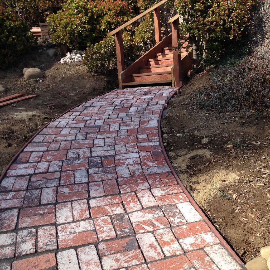 Red, used brick walkway here in Ventura.