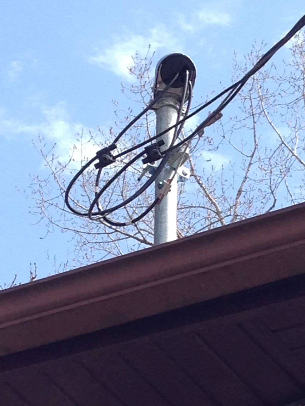 Service Mast through the roof make it by code.