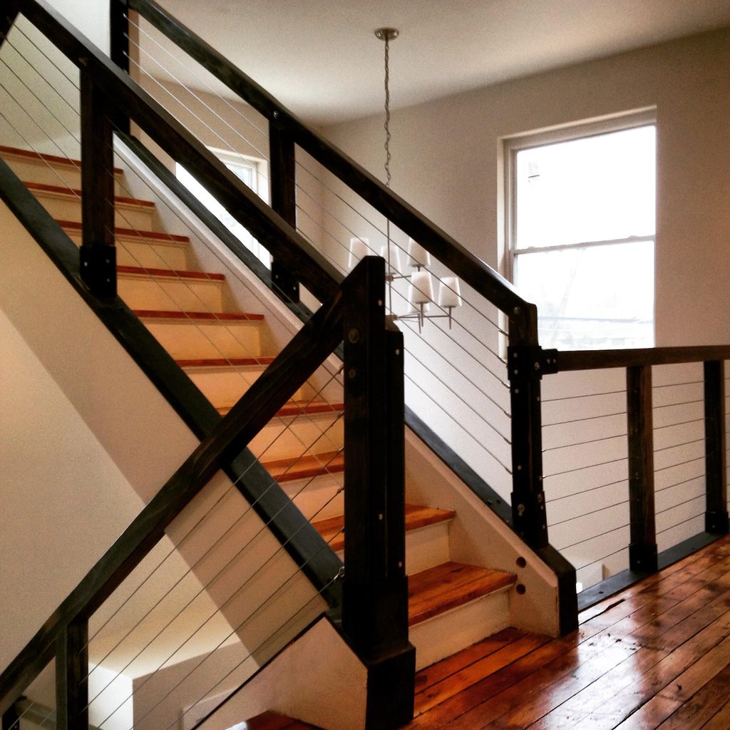 Custom Mahogany stained,
Steel cable, and custom s