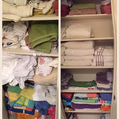 Linen closet Organization