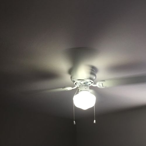 Ceiling fan with new ceiling fan electrical box