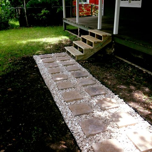 New stairs and paver path