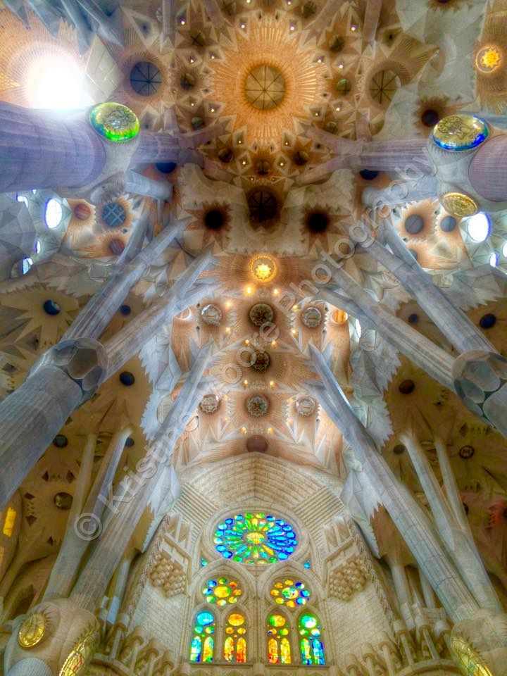 The ceiling of the Sagrada Familia in Barcelona, S