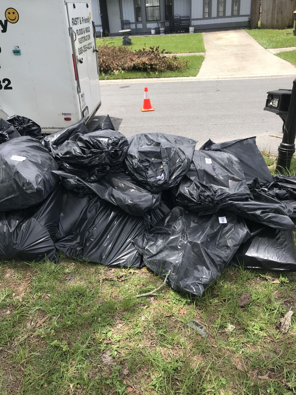 Neatly stacked bags of mold products