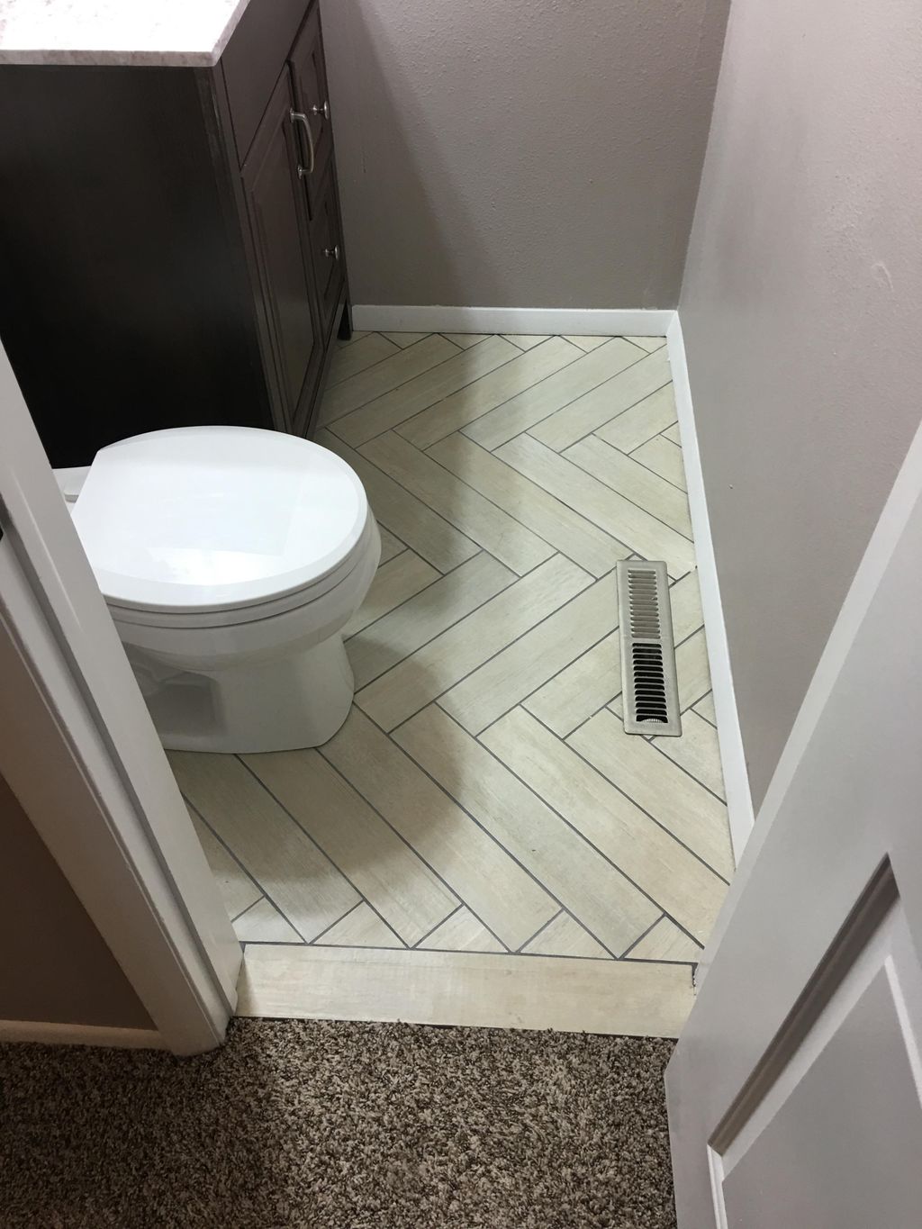 Herringbone pattern tile work