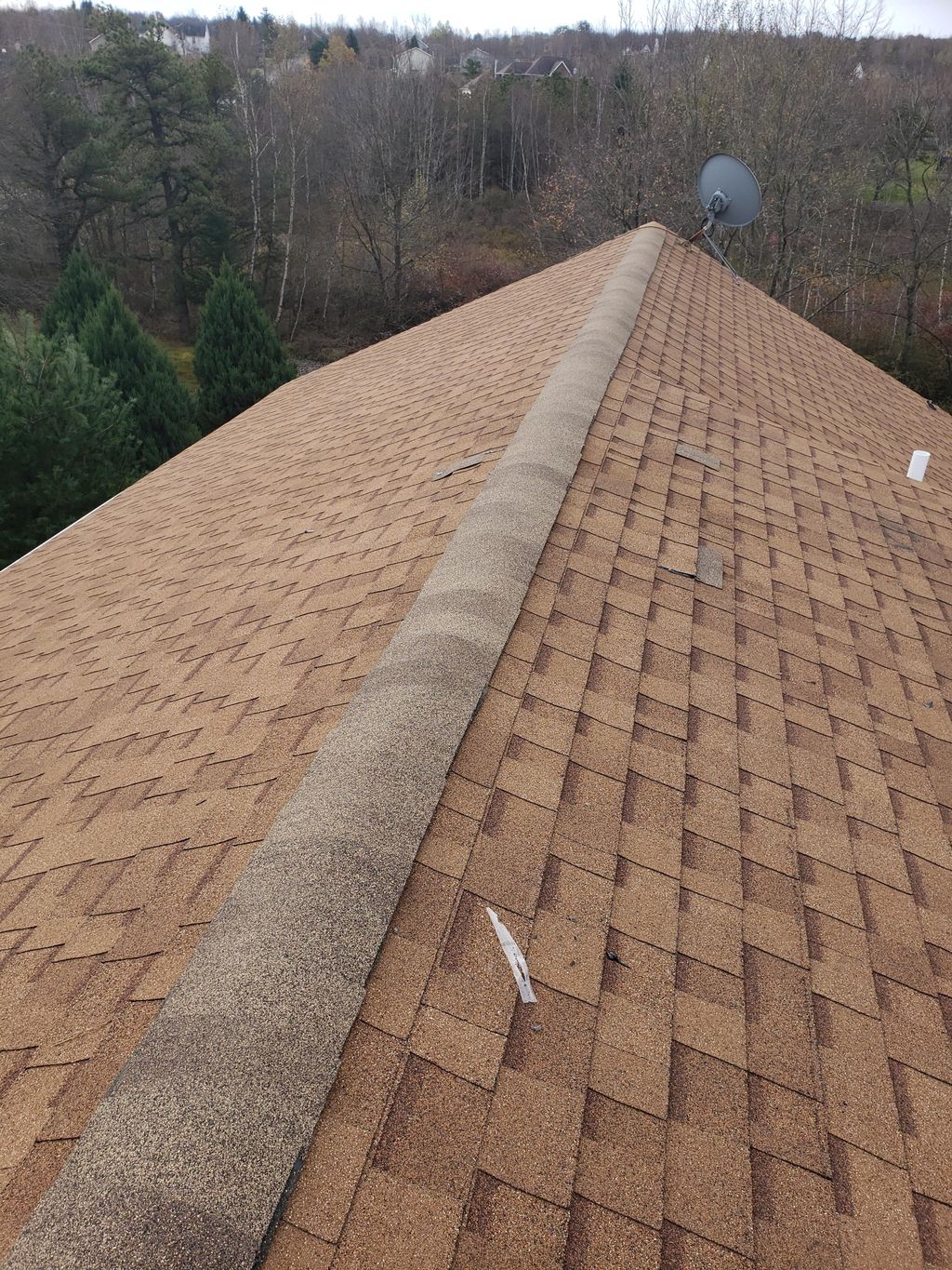 Asphalt Fiberglass Ridge Caps overtop Cobra Ridge 