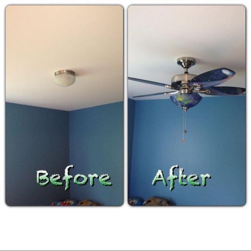 Ceiling fan addition after changing the fiberglass
