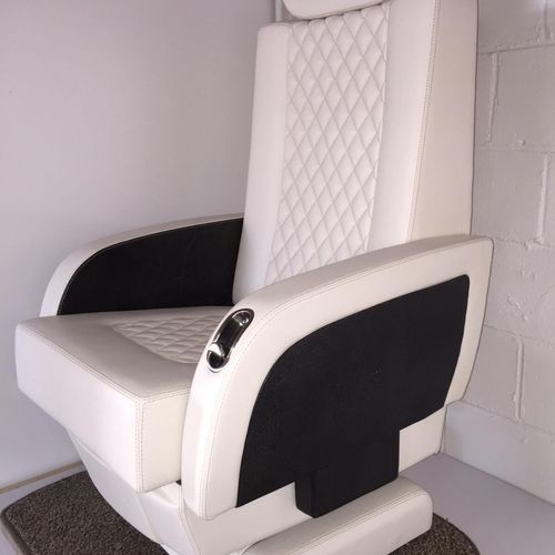 Custom Leather Aircraft seat with diamond stitched