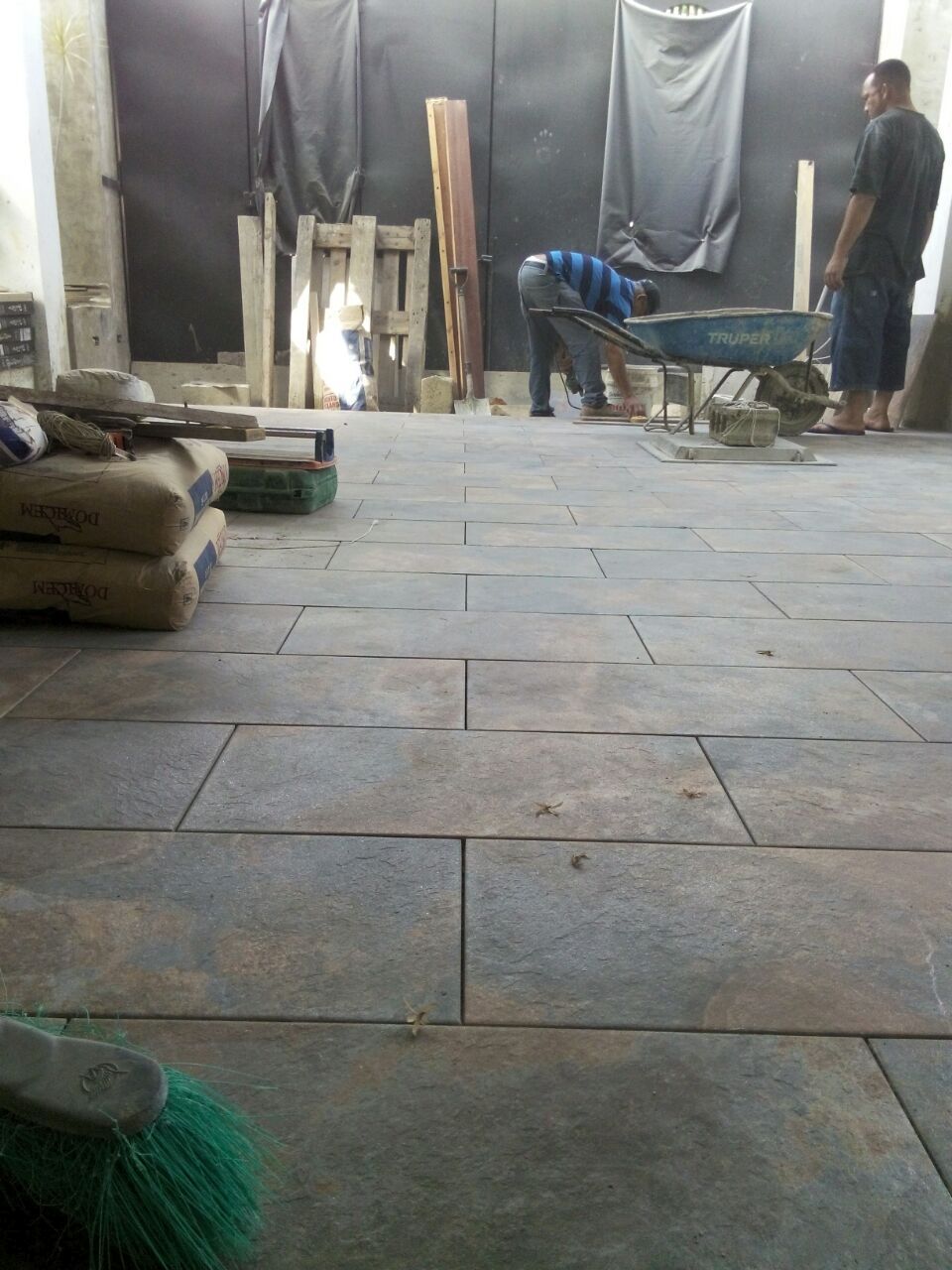 tile entrance under construction