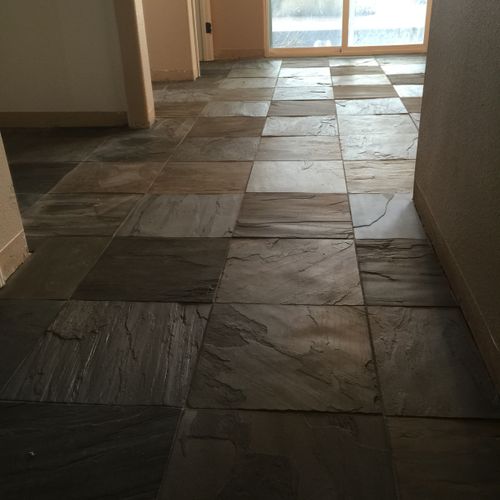 Slate floor installation, completed project.  phot