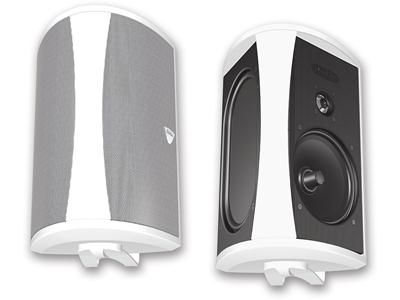 Outdoor speakers by Bose, Definitive, Polk, and ma