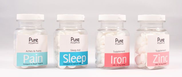Pure Essence - Clear easy to read medication bottl