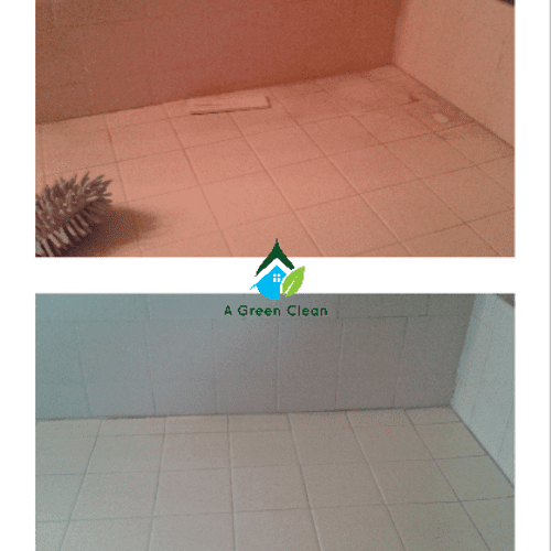 Stained up dirty tile before and after