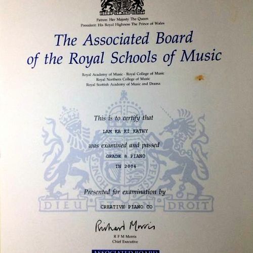 Certificate from the Royal Schools of Music, Grade