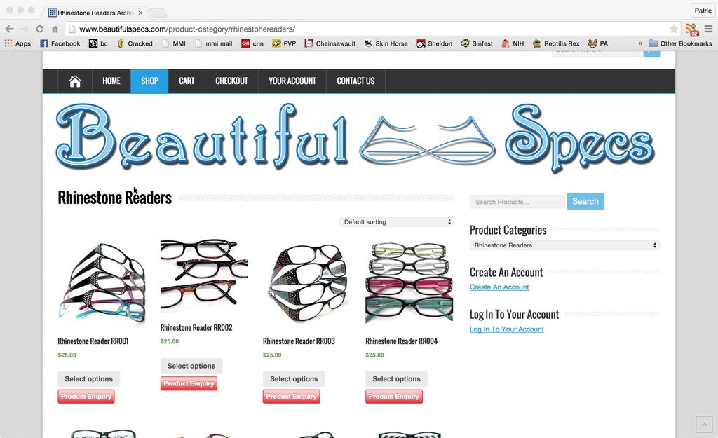 Website design for www.beautifulspecs.com