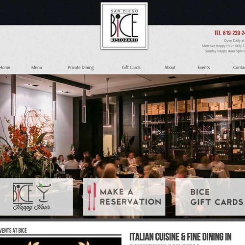 Bice Restaurant Web Design