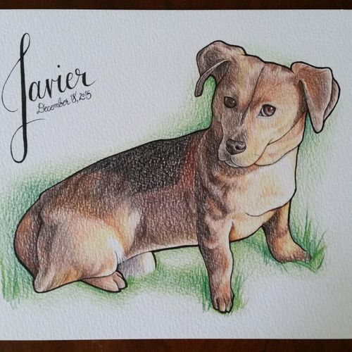 Javier - pet portrait with adoption date commissio