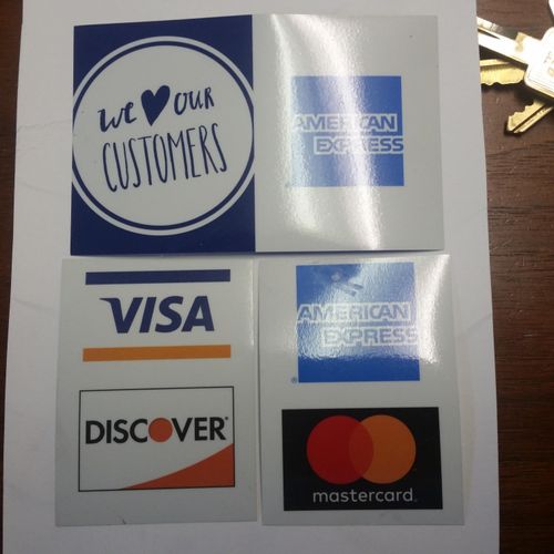 We Accept/Visa,Master Card,Discovery    