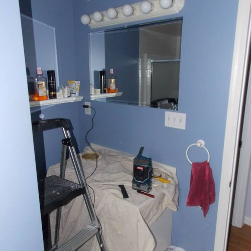 Before: With the vanity here, the space of the roo