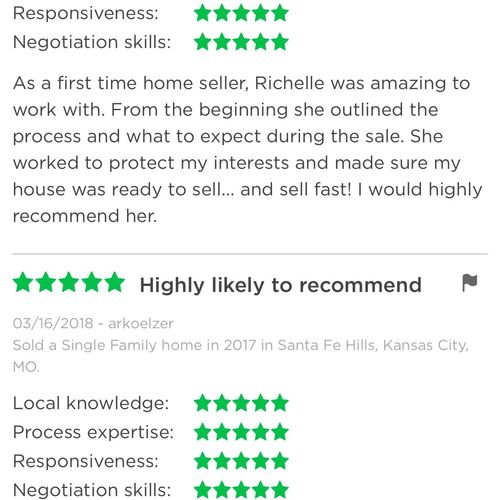 A few of my Zillow reviews from recent sellers - t
