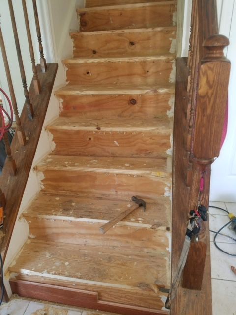 What the stairs look like after the builders carpe