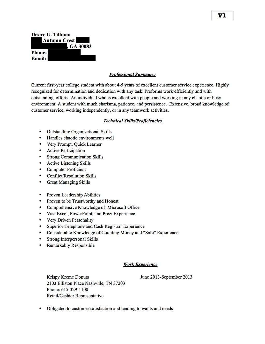 After I conducted a Resume Writing workshop, a stu