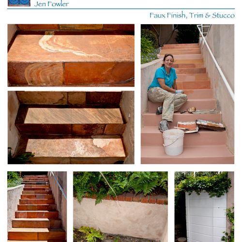 fauxed stairs to look like slate, stucco repair, a