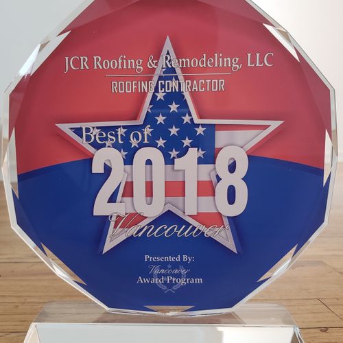 Award of the best roofing contractor in Vancouver 