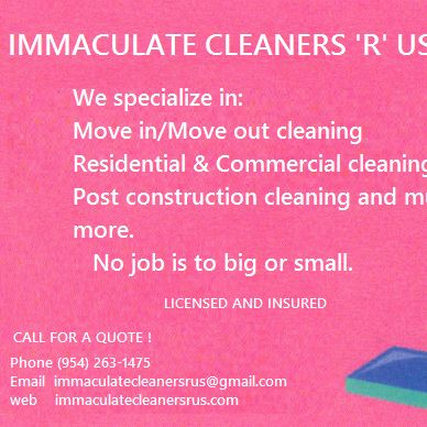 IMMACULATE CLEANERS 'R' US