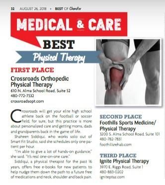 Yay!  Crossroads OPT was voted best PT in Chandler