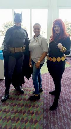 Clara Mercado with Batman and Black Widow attendin
