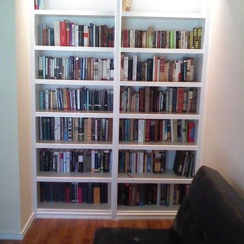 Closet conversion to built-in book case with arch 
