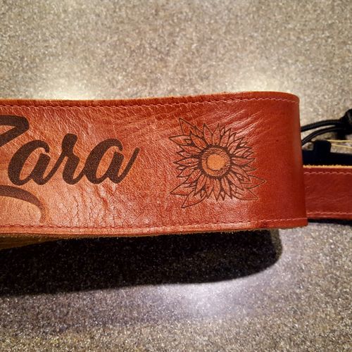 Laser Engraved Leather Guitar Strap