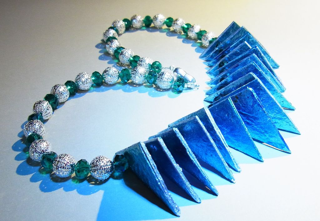 Handmade-paper paper bead necklace