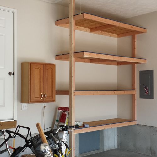 Custom shelves for lots of storage space.