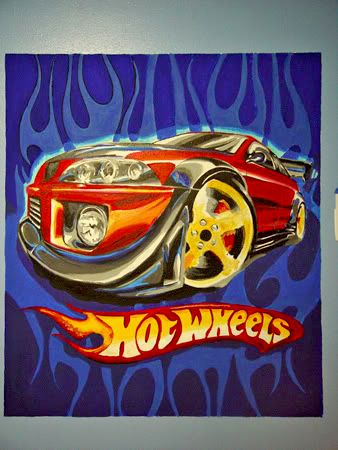 Hot Wheels Car Mural for 4 yr old boys room
